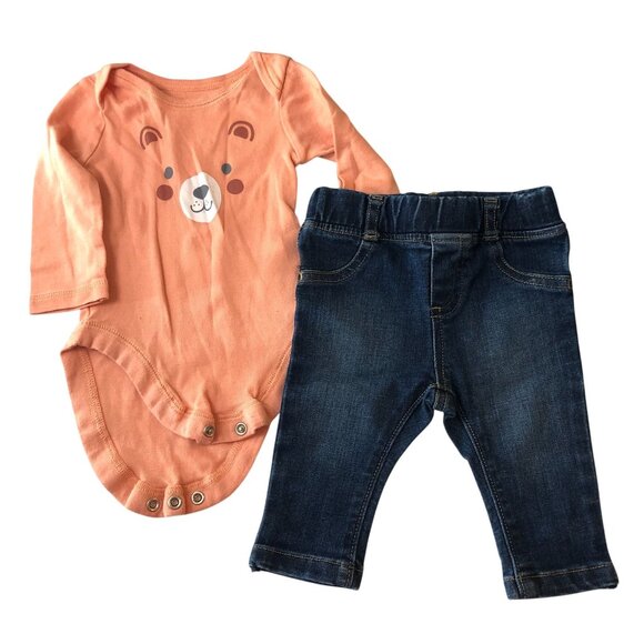 Baby Girls 0-3m 4 Piece Clothing Lot Jeans One Pieces - Picture 2 of 4